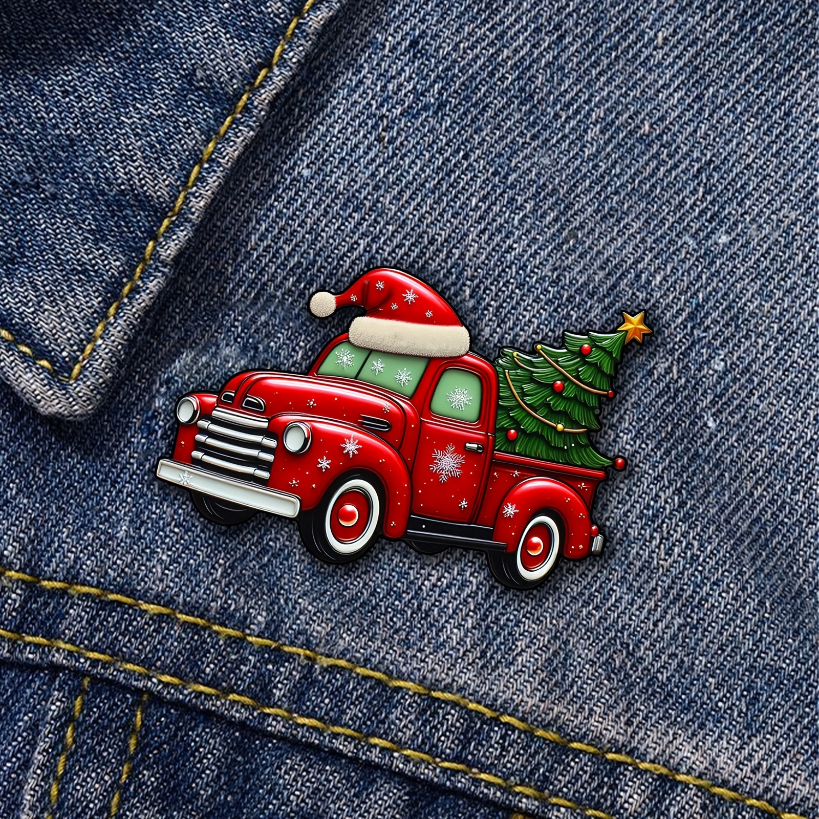 

1pc Red Christmas Brooch And Hat - Enamel Pin For Decor, For Enthusiasts, Unique Or Christmas