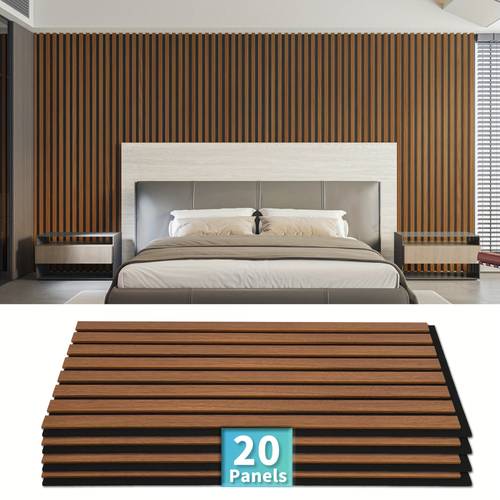 20 panels 40 sq ft coverage 24 x 12 each textured wood look 3d wall ceiling tiles noise insulating mdf grille design deep walnut walnut oak gray oak