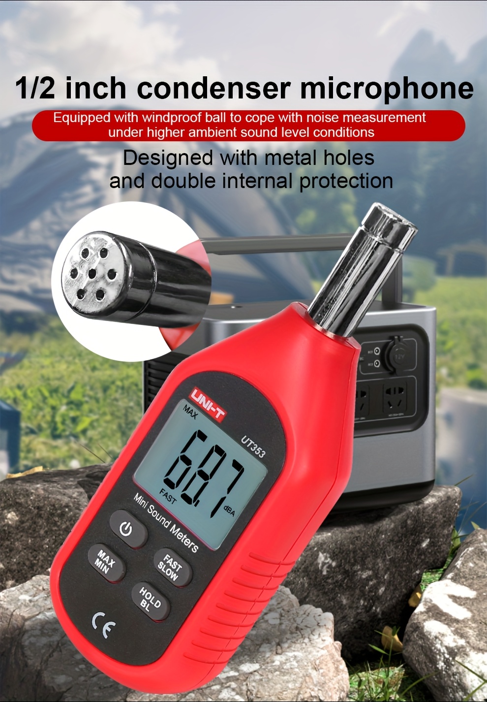 mini   level meter 30 130db measuring range capacitive microphone detection Product details 6