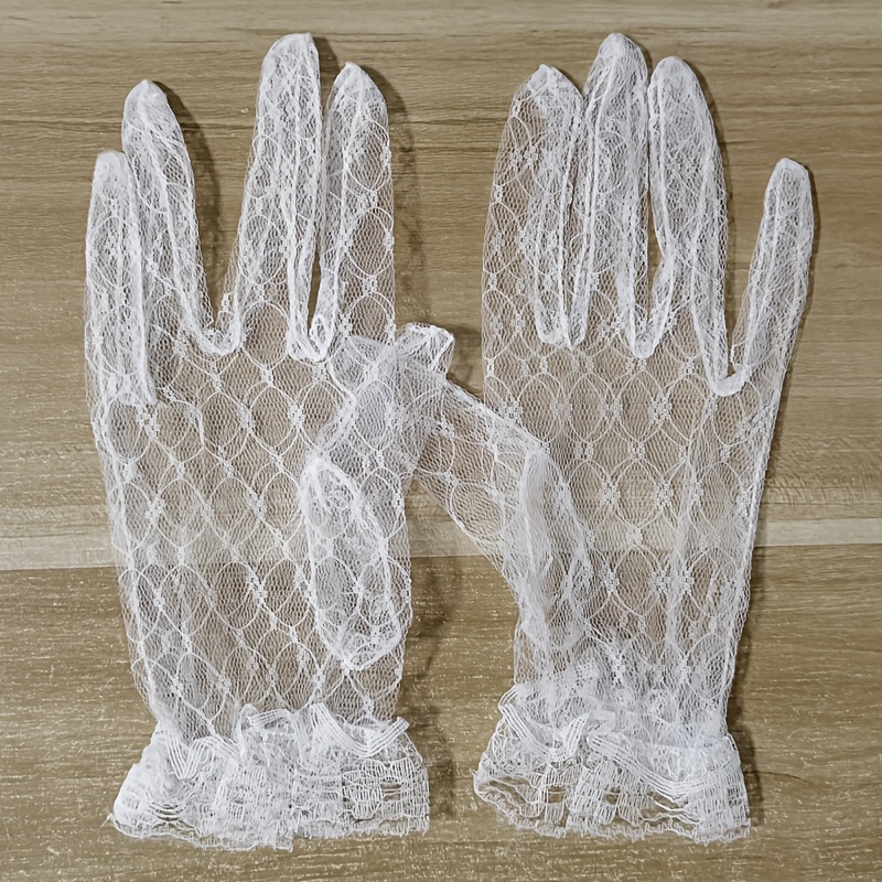 

1 Paire de Gants de Dentelle Blanche Lavés à , Style , Matériau de Fil, , pour Noël, Robes de Mariée, Mariage et