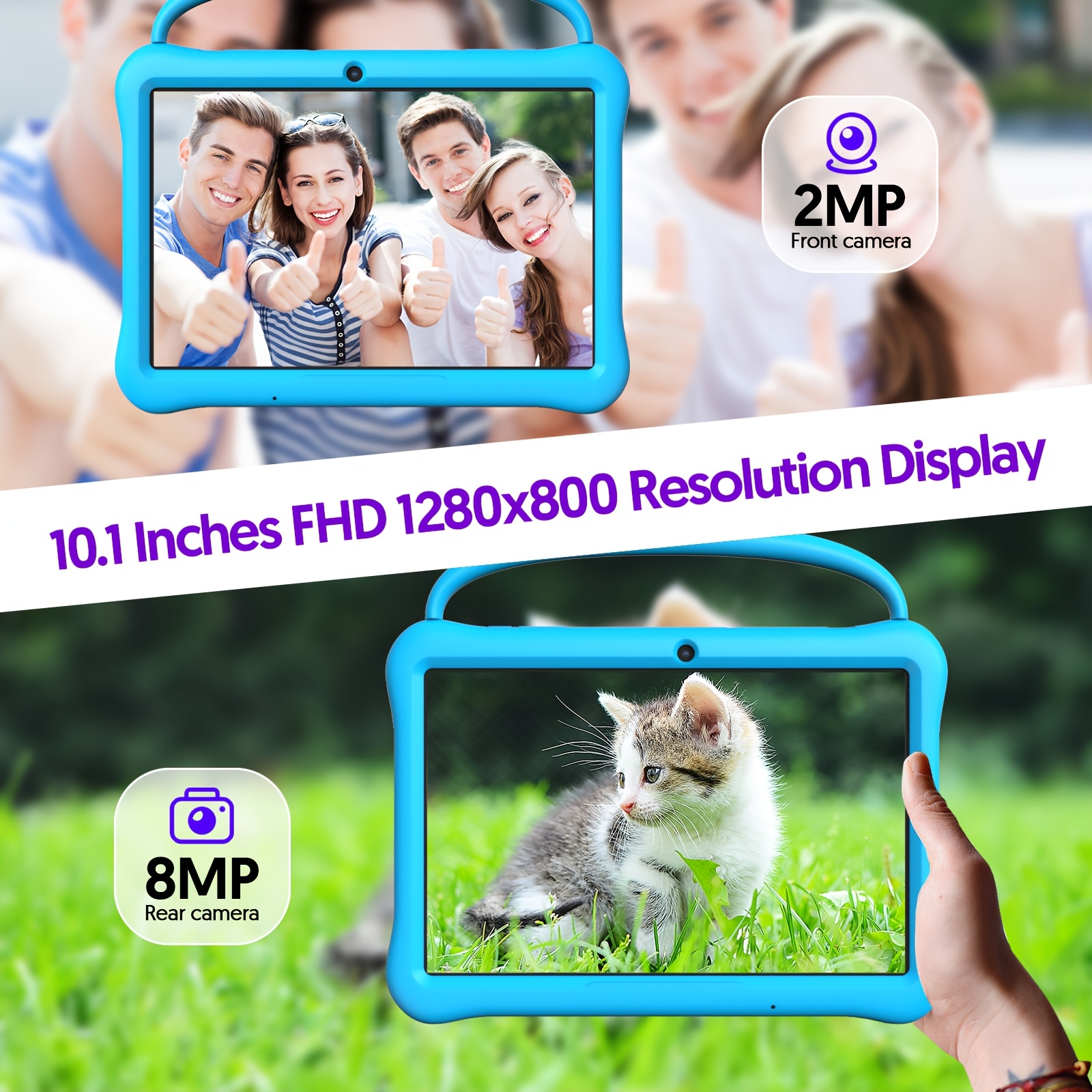 BAKEN Kids Tablet, Android 13 Tablet For Kids 10 Inch, Tablet Octa-Core CPU 64GB ROM 2GB RAM 1TB SD Card Expandable, Children'S Tablet With Case, Wifi Tablet Parental Control, Dual Camera, Shockproof Case For Kids Tablets, 1280*800 IPS HDTouch Screen