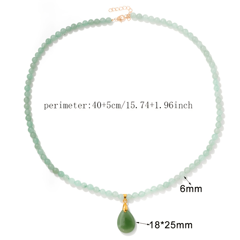 LINEARGEMS Tiger's Eye & Green Aventurine Teardrop Pendant Necklace