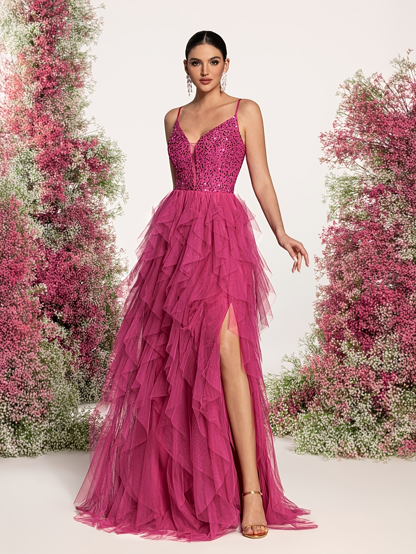 chinese dress ladies Custom Oyemwen Silver Sequin High Slit Birthday Dress – Fashion Bomb Daily  Shop