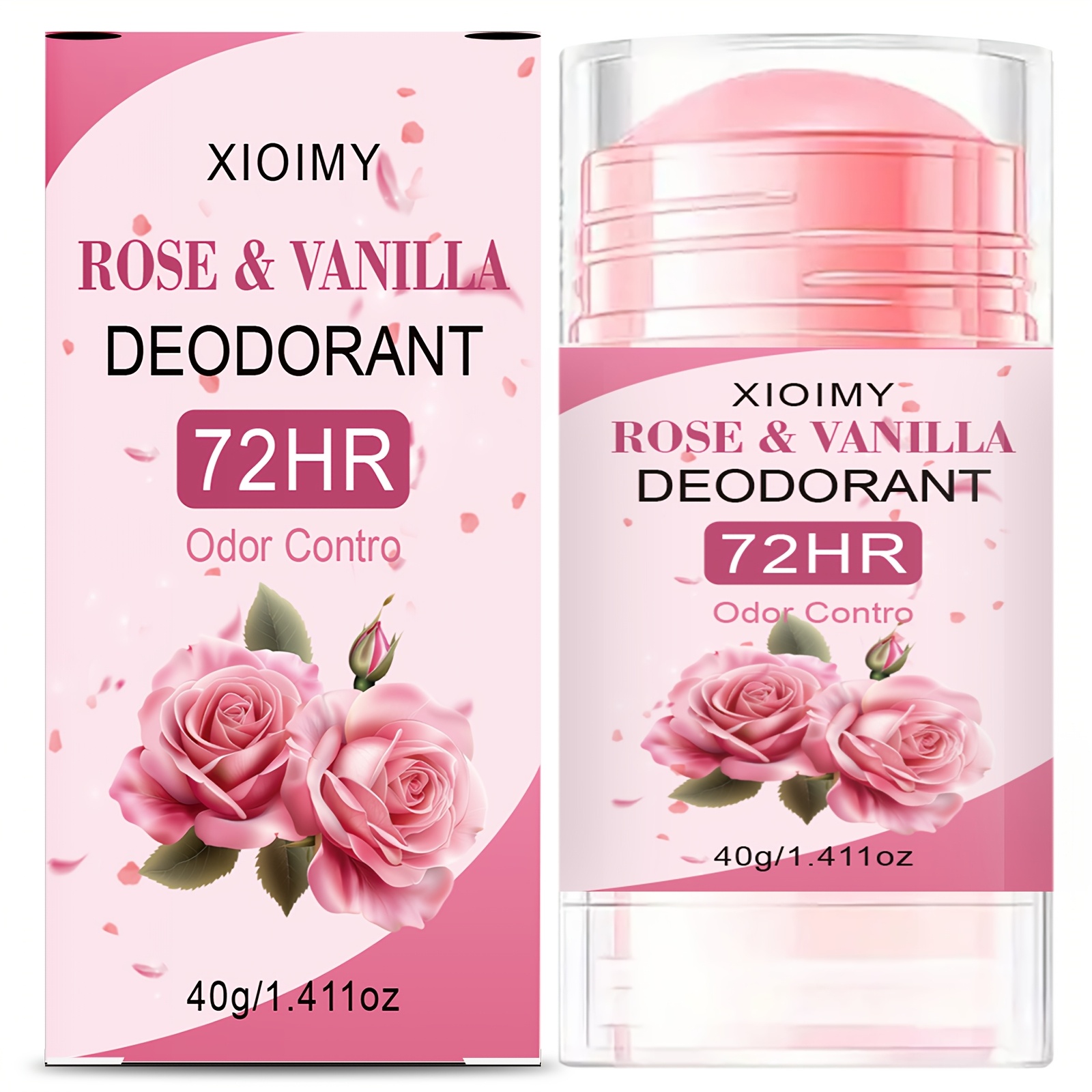 [Parfum de lungă durată de 72 de ore] Balsam deodorant cu trandafir 1.411oz, elimină mirosul corporal timp de 72 de ore, cu un parfum proaspăt de trandafir. Potrivit pentru axile, corp, zone intime, miros corporal persistent și mirosuri neplăcute