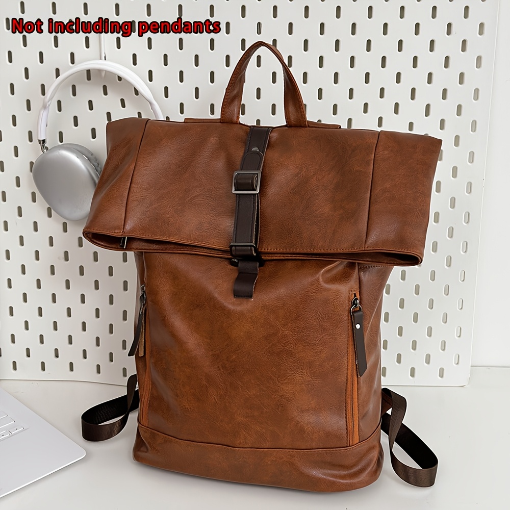 Business Casual Travel Bag, High School Student School Backpack, Pu Backpack, College Student Large Capacity Laptop Backpack, For Teenager