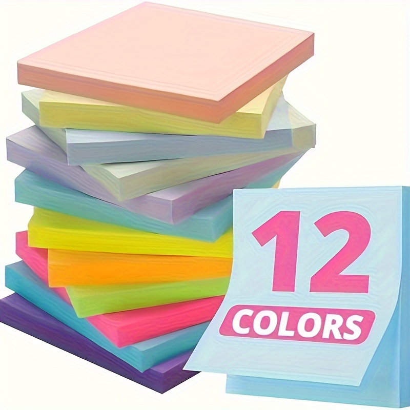 

1200sheets/600sheets Sticky Notes, 12 Colors Memo Pad, Self-stick Note Pads, Sticky Pads 2.95*2.95inch