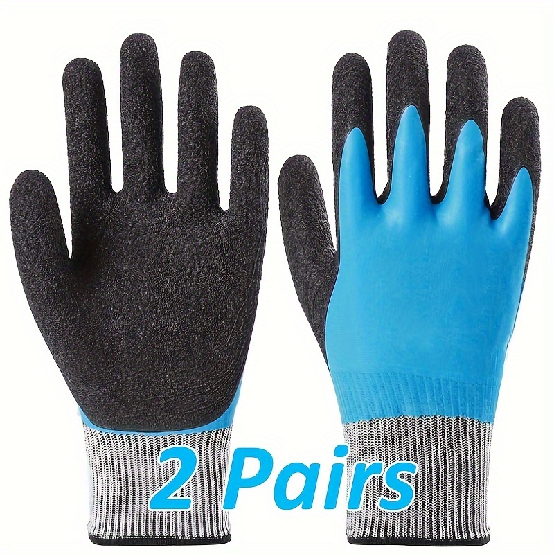 PROGANDA Waterproof Work Gloves Double Latex Coated Superior Grip for Gardening Outdoor Fishing Car Cleaning Multipurpose
