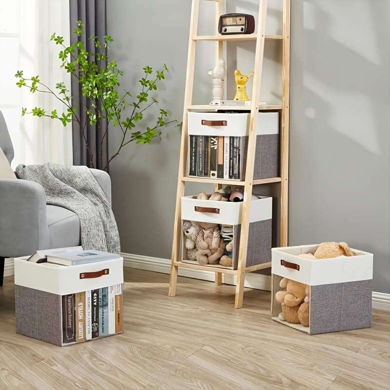 4-Pack Cube Storage Bins with Handles for Clothes Storage