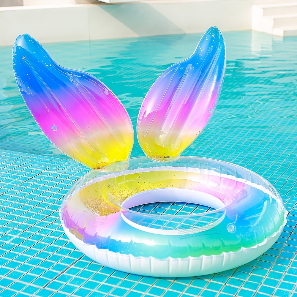 Mermaid With Backrest Inflatable Swimming Ring Pool Floater - Temu