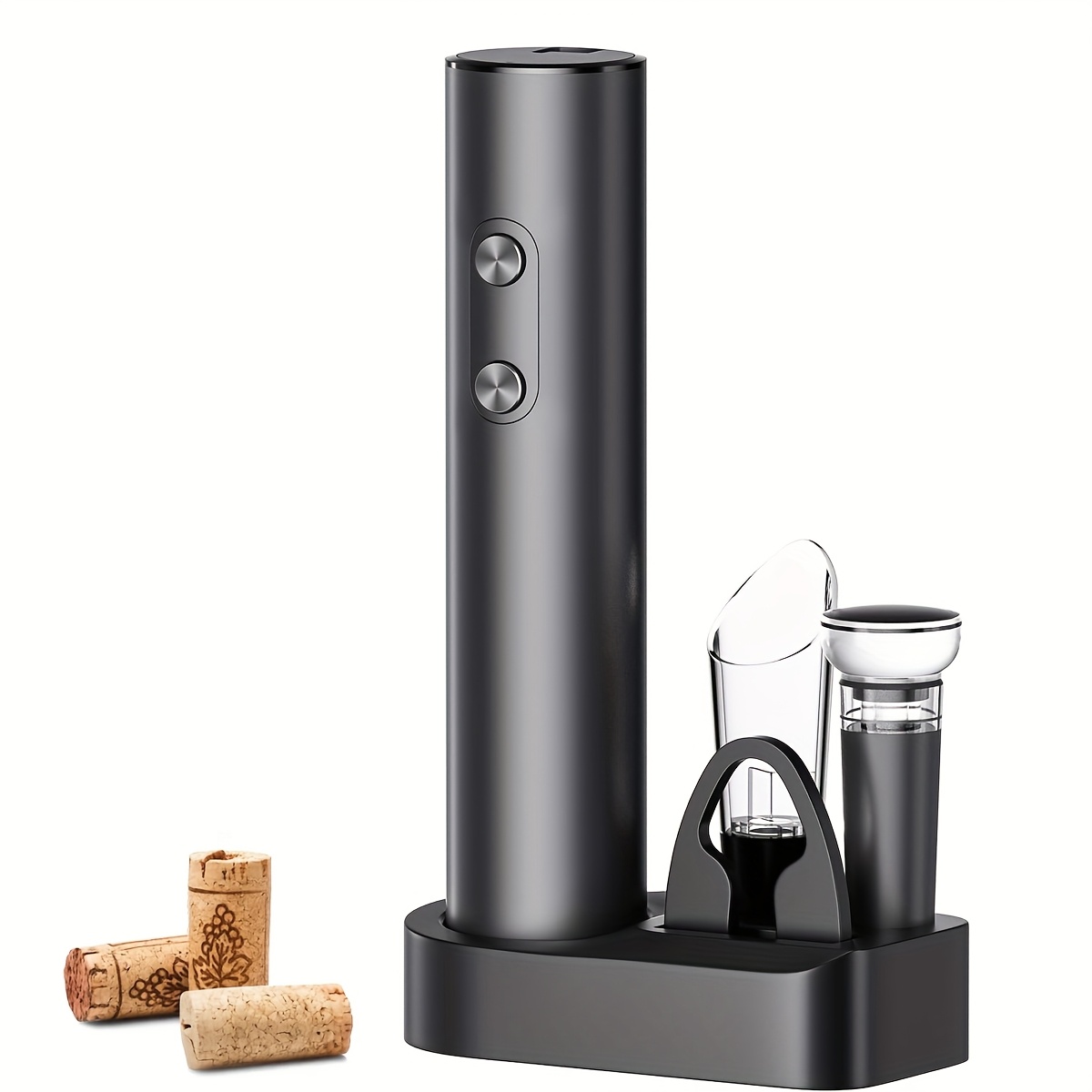 versatile electric wine opener set with foil cutter vacuum seal battery powered   base     restaurants wine opener set 7