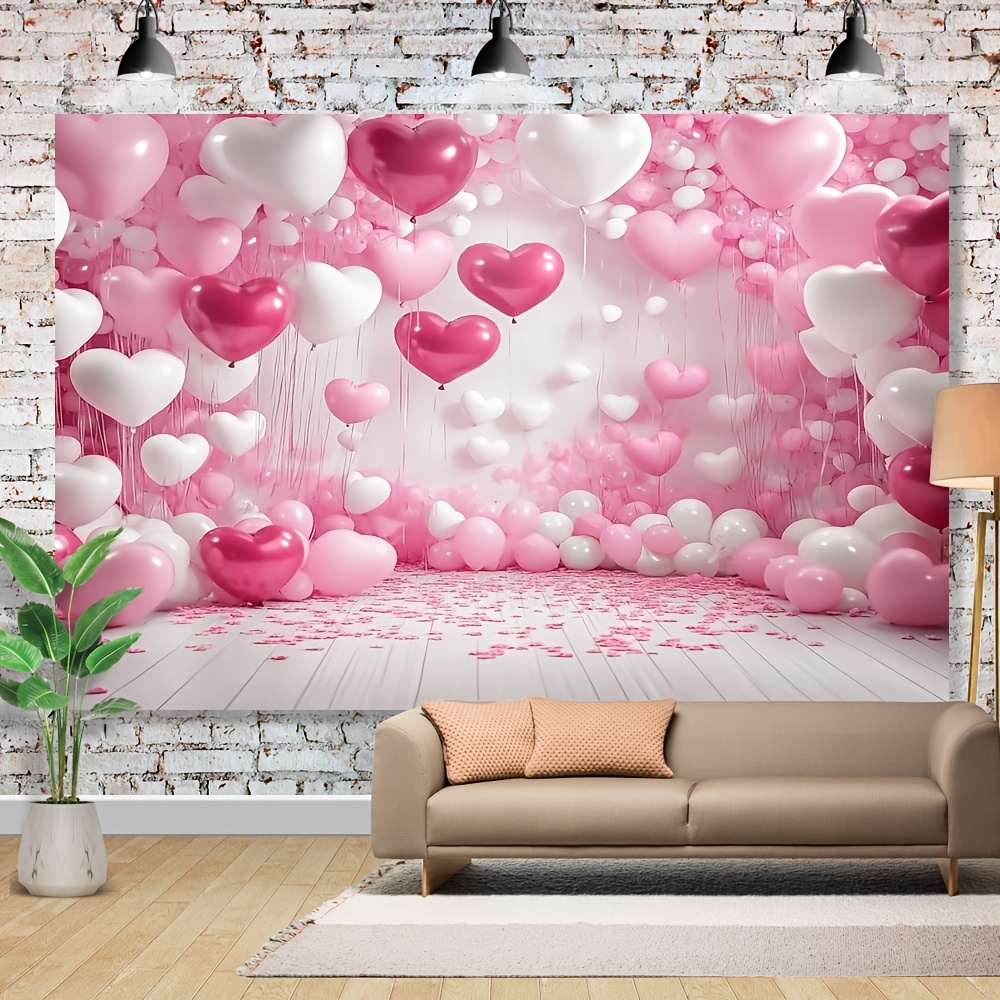 

1pc Valentine's Day Tapestry, , Polyester Backdrop, No Electricity Needed, For Birthday Party, Booths, Studio Props