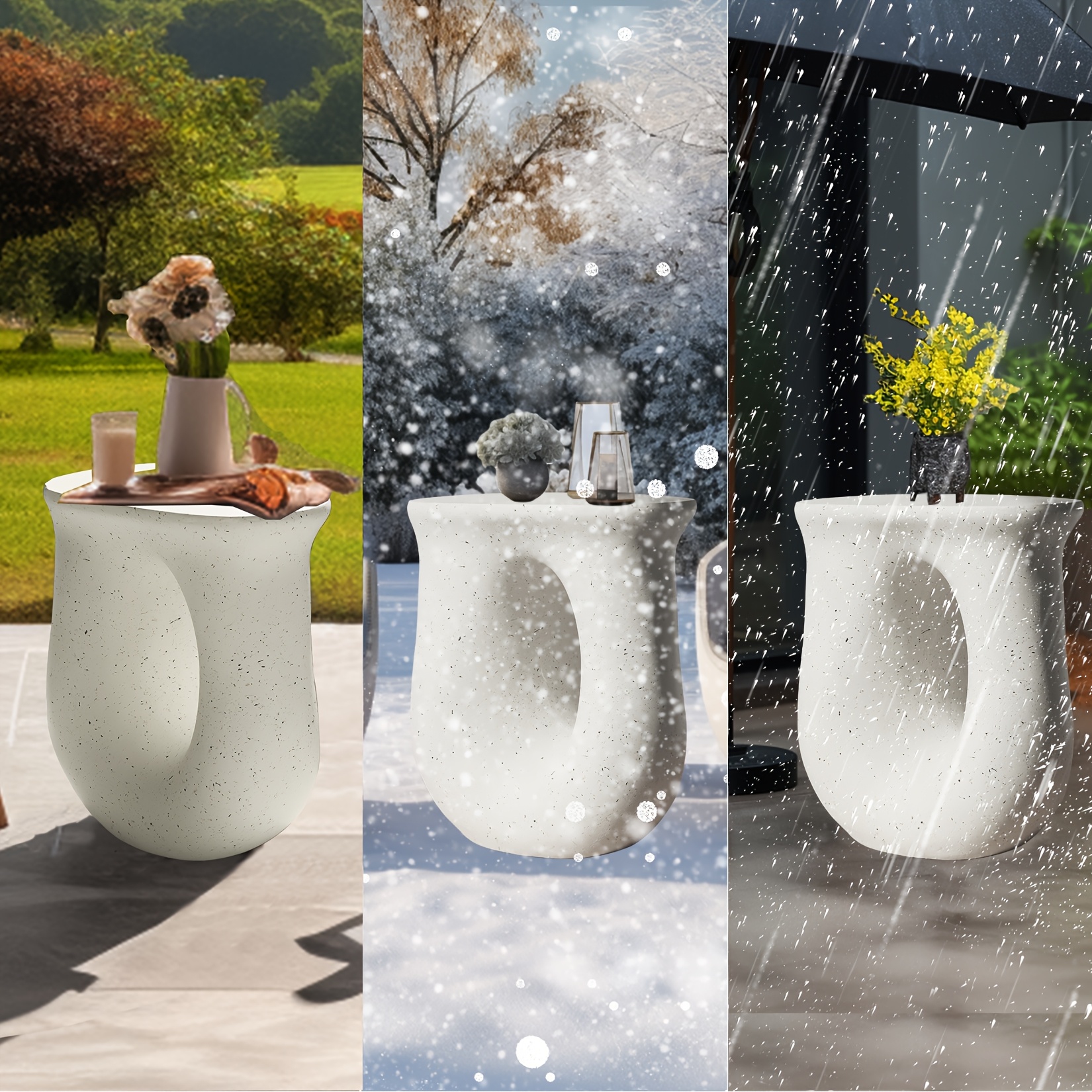 AESOME Modern Decorative Garden Stool Concrete Side Table Heavy Duty Patio Sturdy Faux Terrazzo Garden Stool Side Table Plant Table For Indoor Covered Outdoor, 17.7
