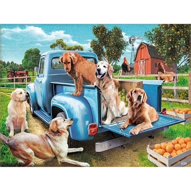 

5d Diy Diamond Painting Kit For Adults - Square Acrylic Diamonds, Animal Theme Dog Art, Gift, 40x30cm - 1pc