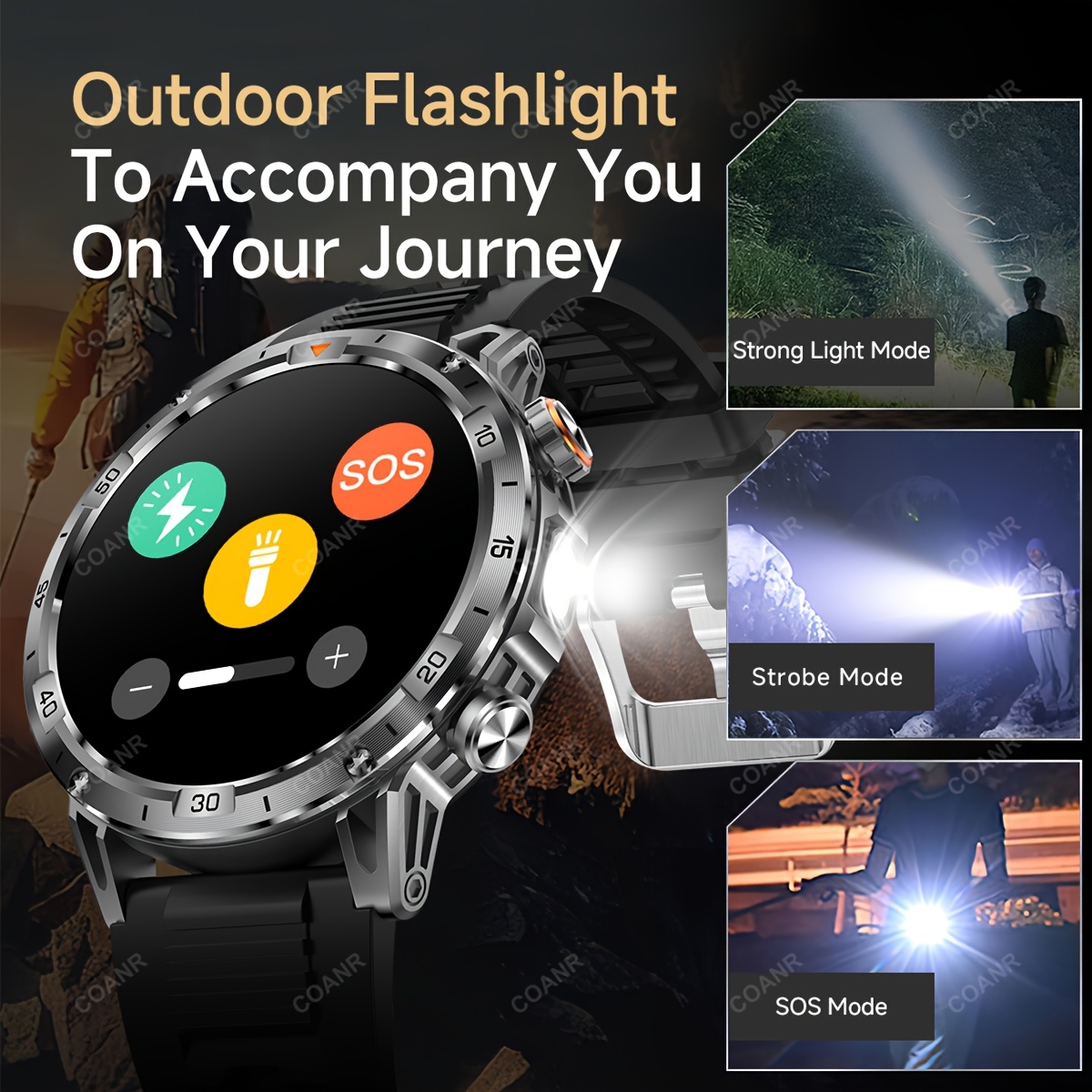 Men's Touch Screen Smartwatch with LED Flashlight
