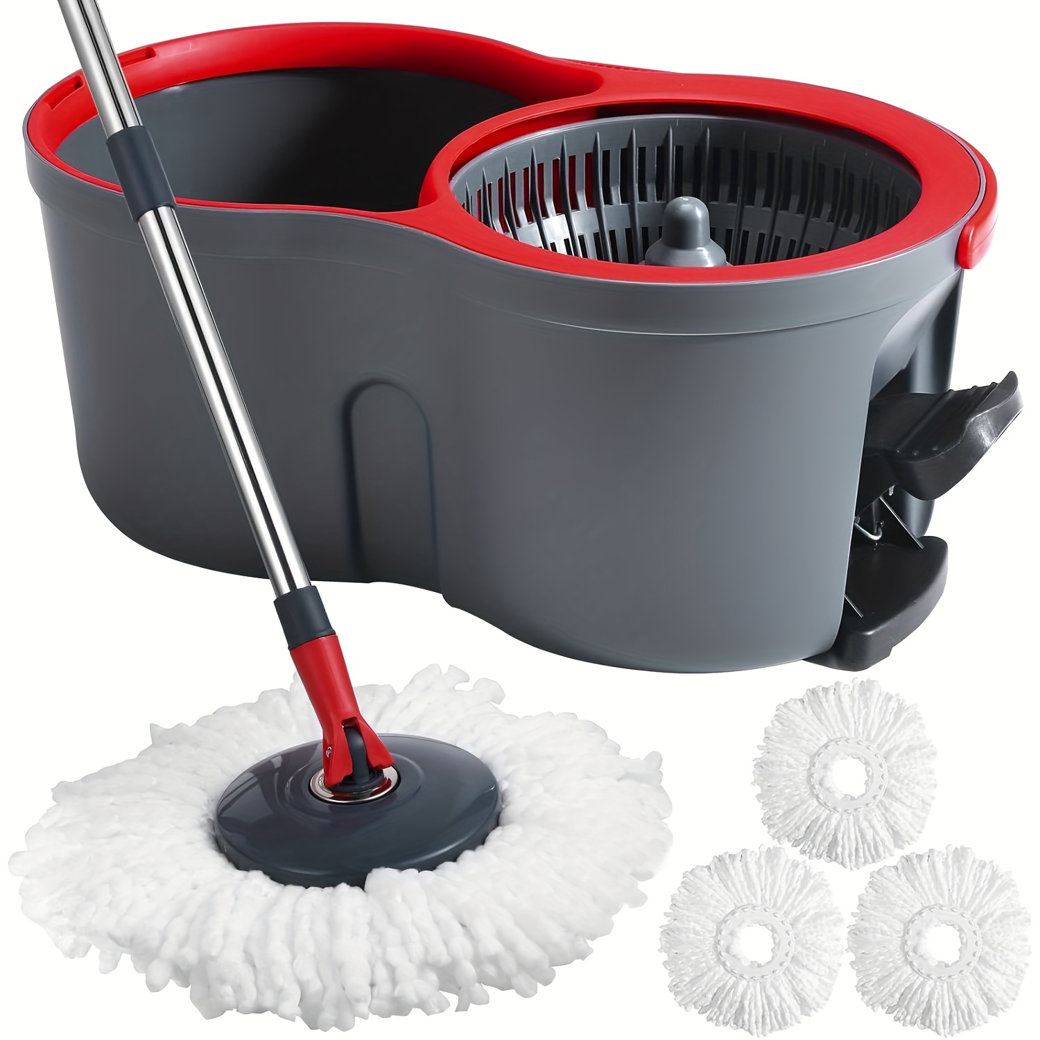 360° Rotating Spin Mop & Bucket Set – Foot Pedal Wringer Floor Mop with 4 Washable Microfiber Heads for Wet & Dry Cleaning, Home Floor Care — Zaynora Luxury Marketplace