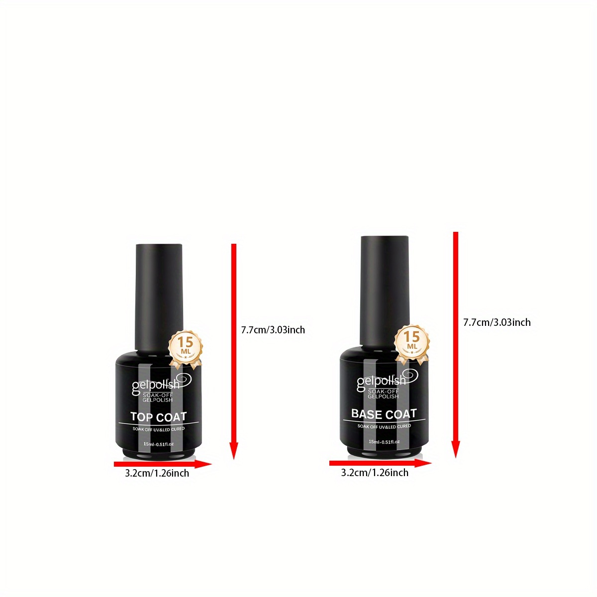 Image of 2pcs 15ml Base Coat And No-wipe Gel Set - Shiny End And Long-lasting, Soak-off Led Nail Lamp Gel Base End Nail Art Design Manicure Gifts For Women