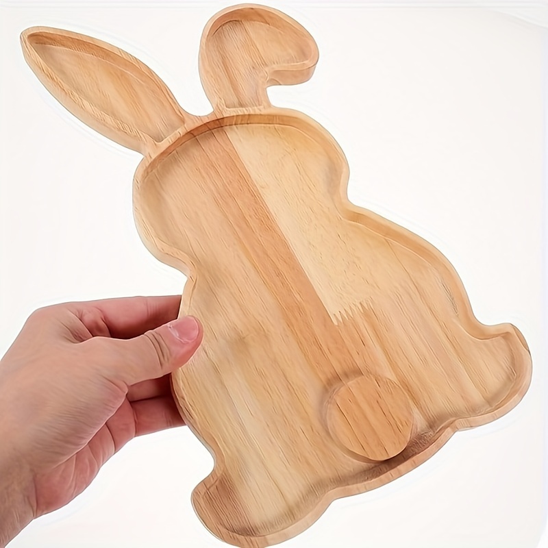 

Easter Bunny Wooden Serving Tray - Contemporary Rabbit-shaped Snack & Coffee Platter For Home Decor, Christmas/easter