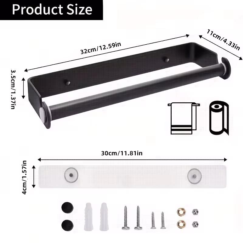 paper towel holder dual installation options for kitchen bathroom and bedroom durable and ideal for freshness storage and organization bathroom accessory sleek metallic aluminum Product details 3