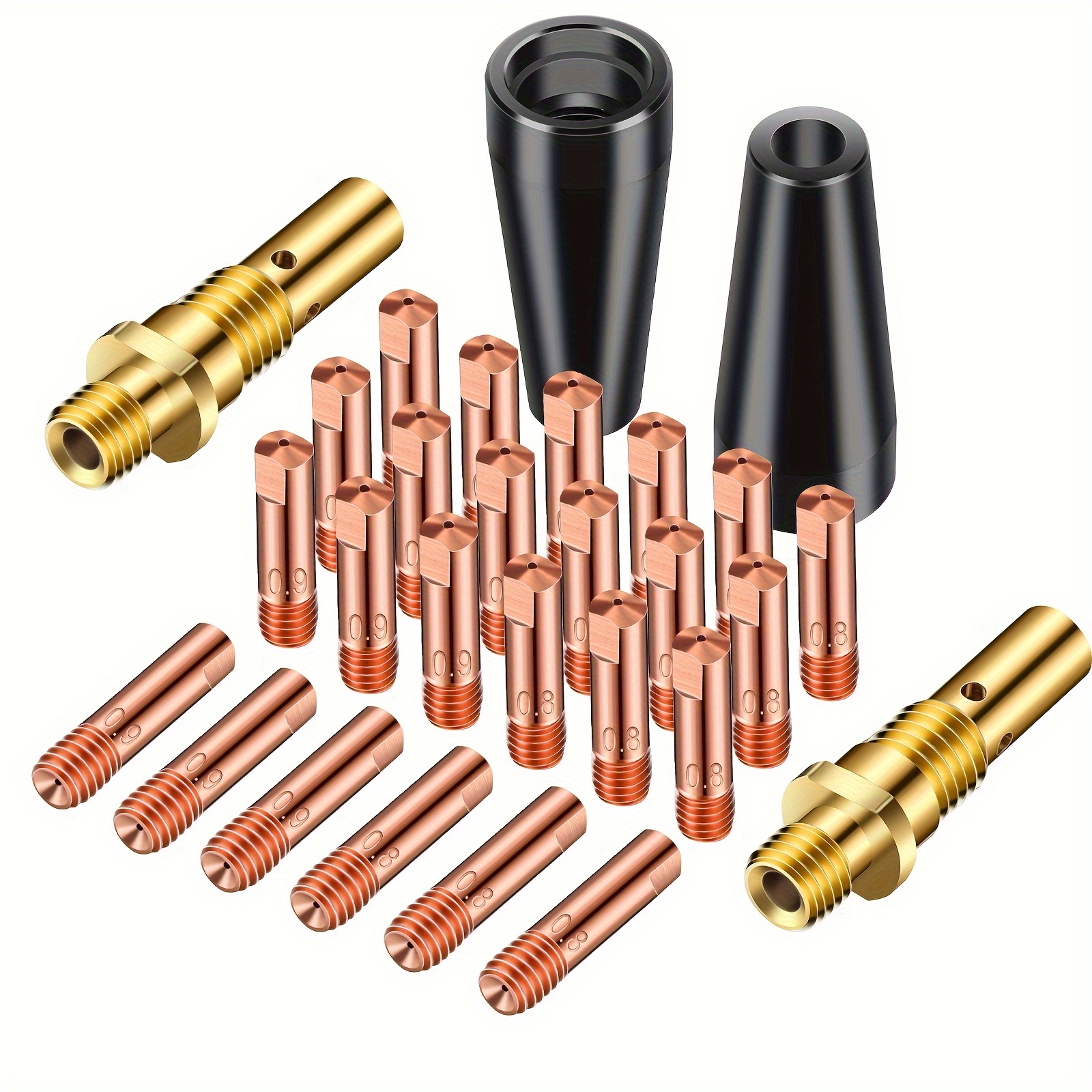 

28pcs Mig Welding Kit, Flux Core Gasless Nozzle 0.8/0.9mm Brass Welding Tips, Replacement For Mig Welder Accessory