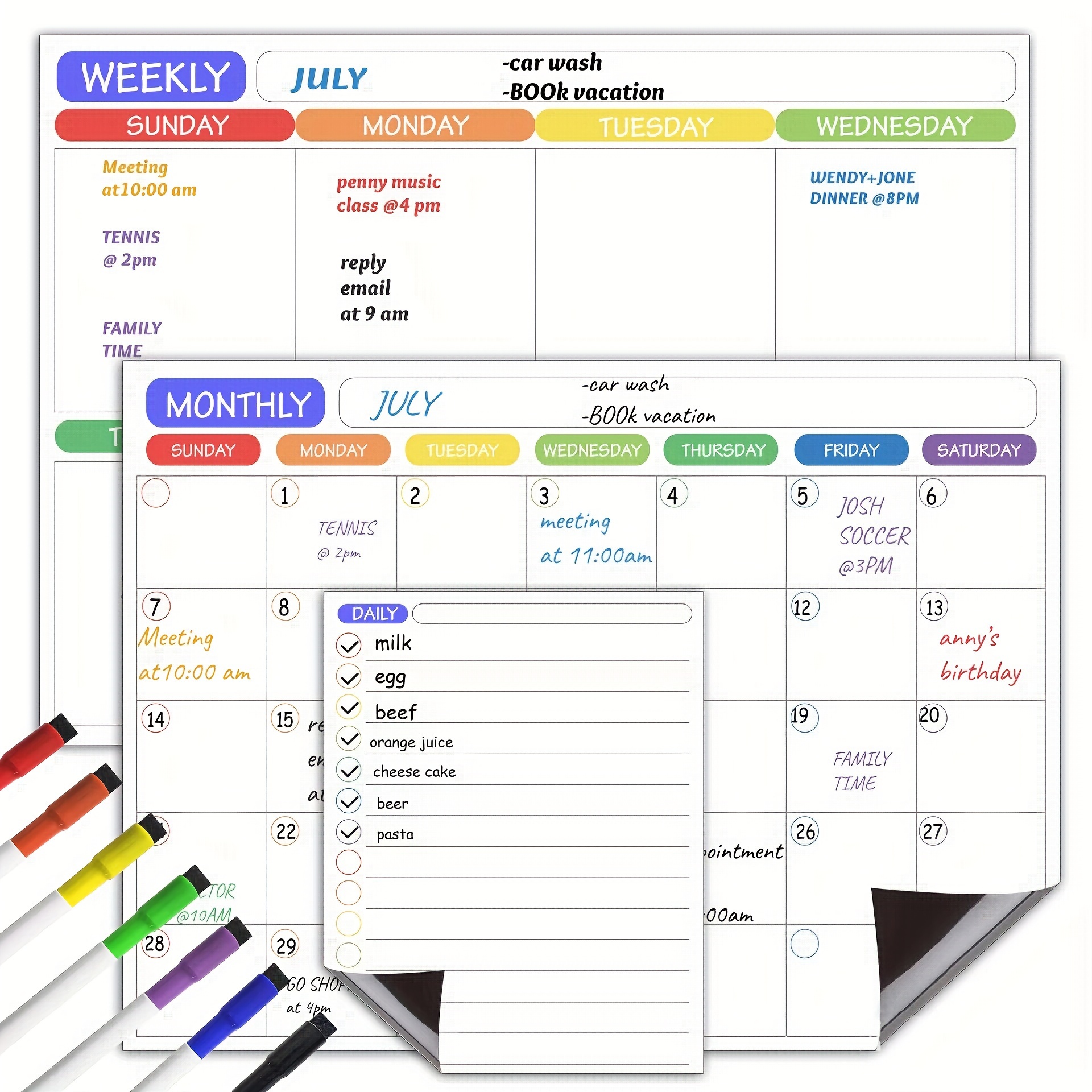 

Reusable Magnetic Schedule, A3 Study Schedule, Fridge Memo, Monthly Plan & Weekly Plan & Daily Plan