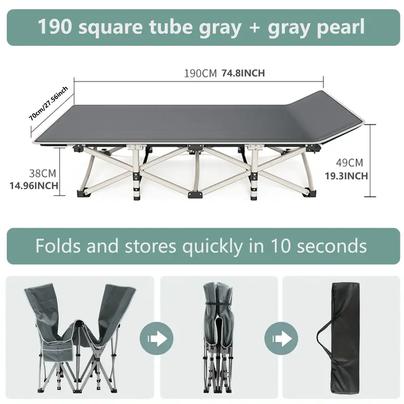 28in folding camping cot for adult portable sleeping cot with mattress outdoor heavy duty cot bed for camp with carry bag for home office camp travel vacation outdoor only Product details 4