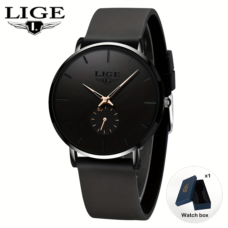 Image of Lige 2025 Minimalist Watch For Women/ Men. Classic Ultra-thin Watch With Silicone Strap. Quartz Watches Are Ideal For Birthday/ Christmas Gifts