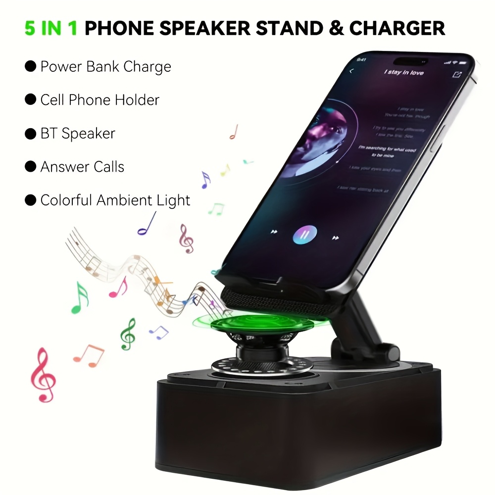 wireless phone stand 5 in 1 cell phone stand with wireless   adjustable phone mount for tablet for iphone   portable cellphone holder with base   sound emergency rechargeable electronic gadgets cool electronics Product details 4