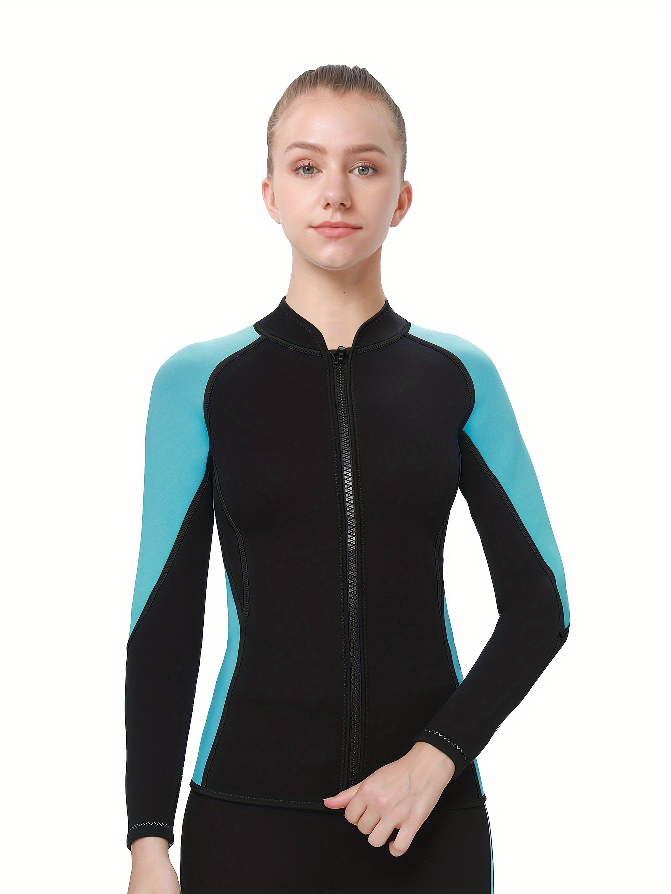 Veste De Plongée Homme Et Femme Manches Longues - Combinaison Surf 2mm Fermeture Éclair Devant (Taille L Homme)