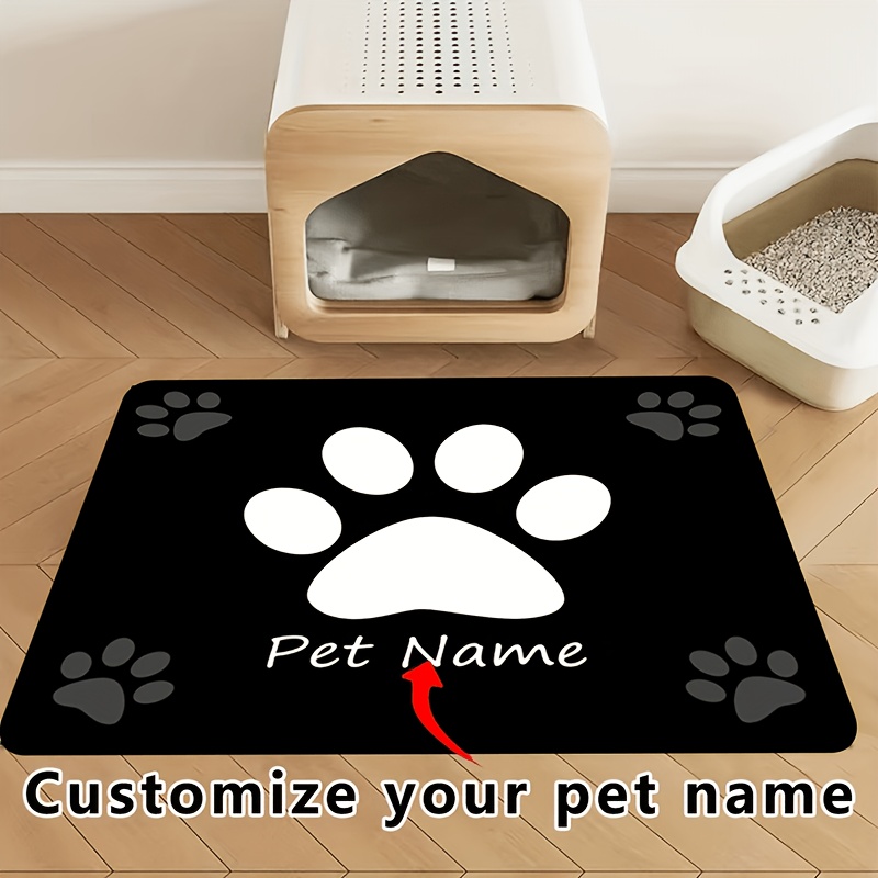 TEMU Cute Paw Print Diy Name Pet Feeding Mat, Pet Feeding Pad, Diatomite Material For , A Multi-functional Pet Accessory Suitable For . Suitable For