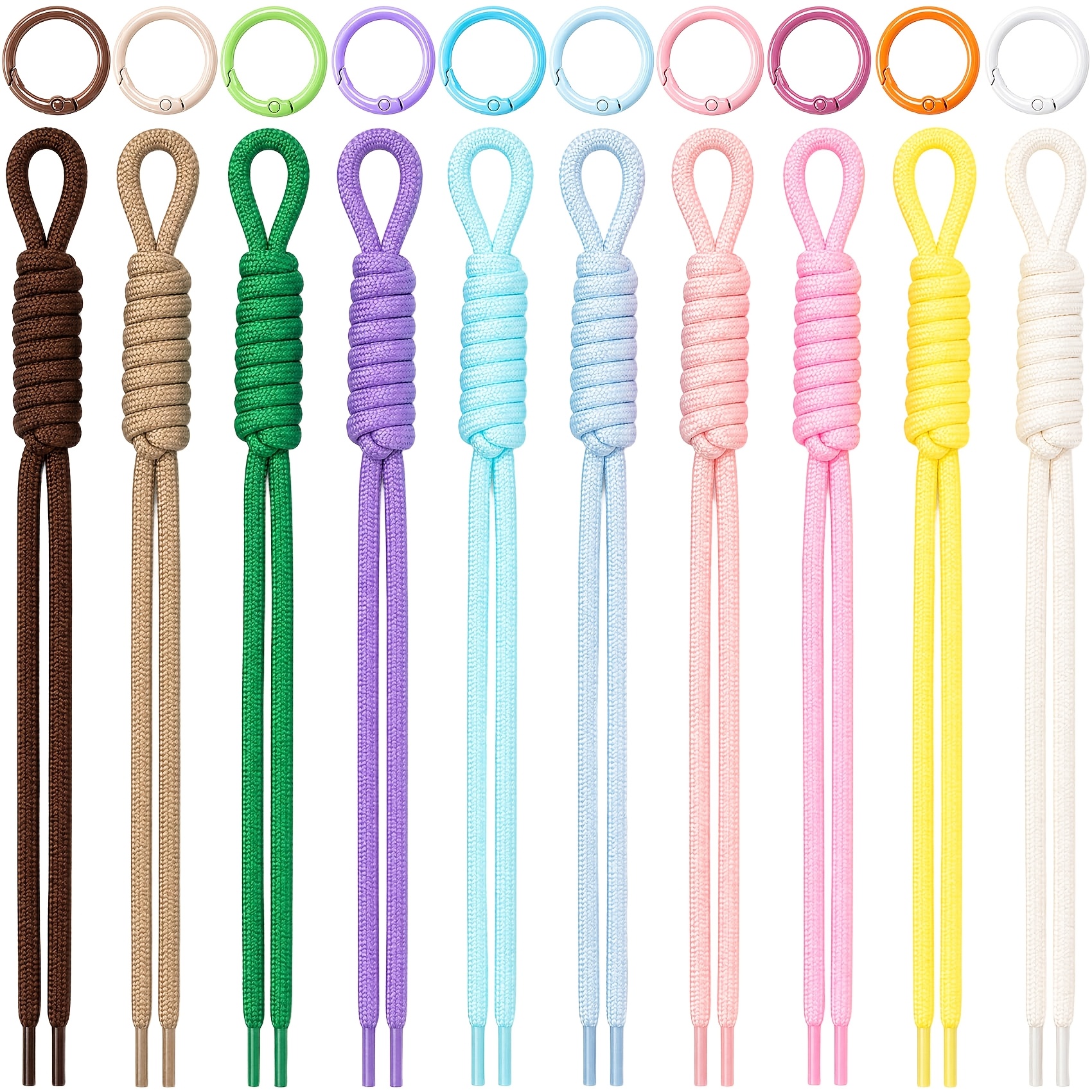 TEMU 20pcs Set Colorful Paracord Rope Keychain With Spring Clasps (10 Ropes 10 Buckles), Diy Accessory Set For Phone Bag Keychain