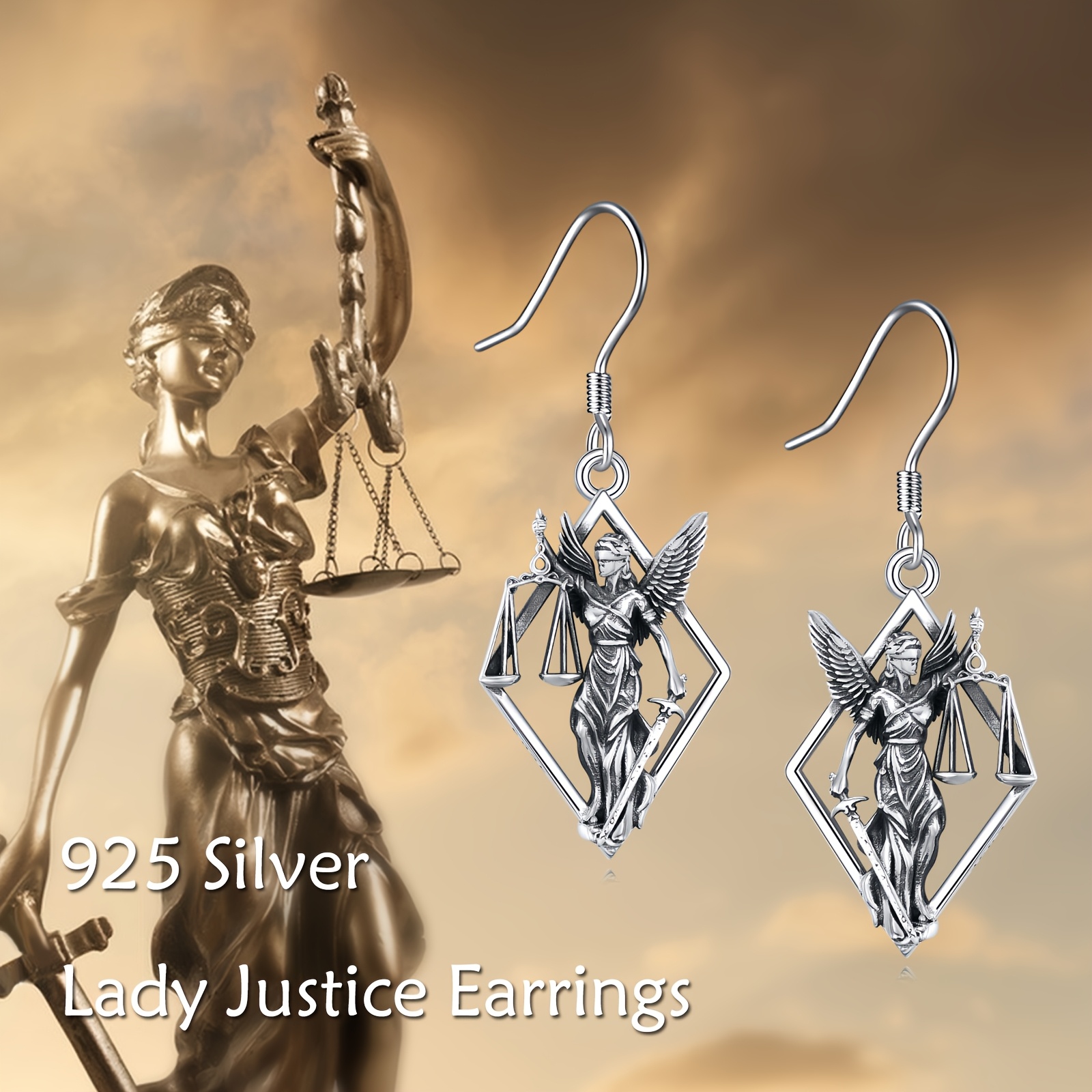 Women's 925 Sterling Silver Justice Dangle Earrings — Elegant Design