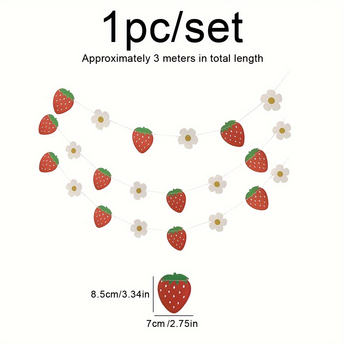 1 Set Of Fruit Strawberry Flower Pull Flag Party Decoration Pull Flower