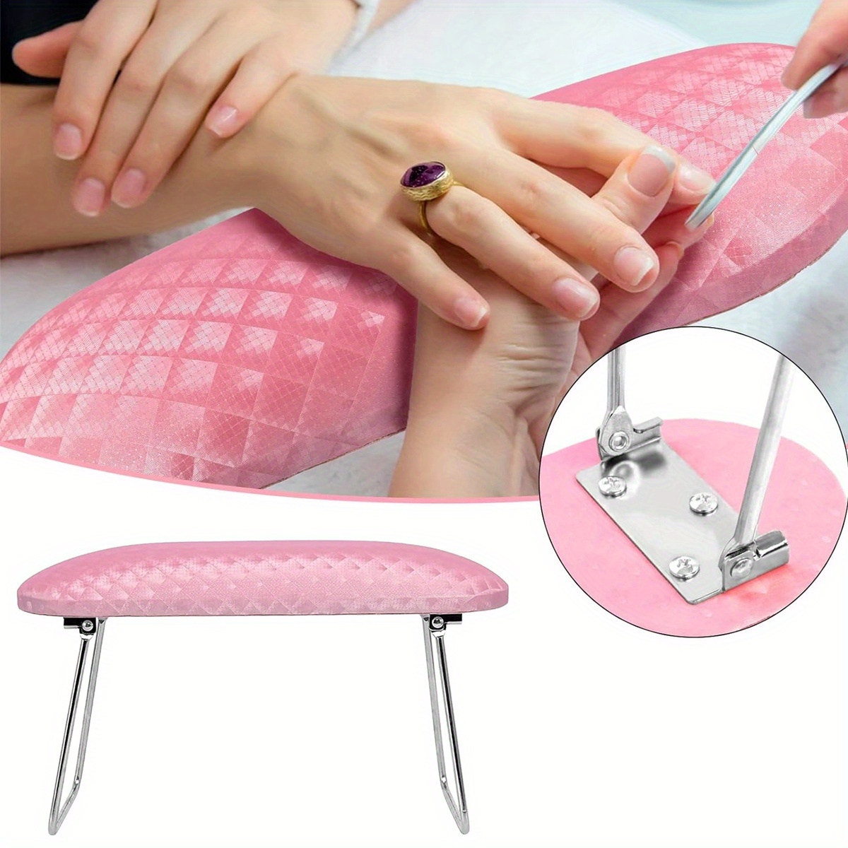 TEMU Nail Armrest, 1pc Of Professional Ultra- Armrest, Nail Armrest With Anti Slip Handle, Nail Pillow Cushion, Used For Diy Nail Art, Foldable Ultra- Nail Armrest, Suitable For Nail Salon Technicians