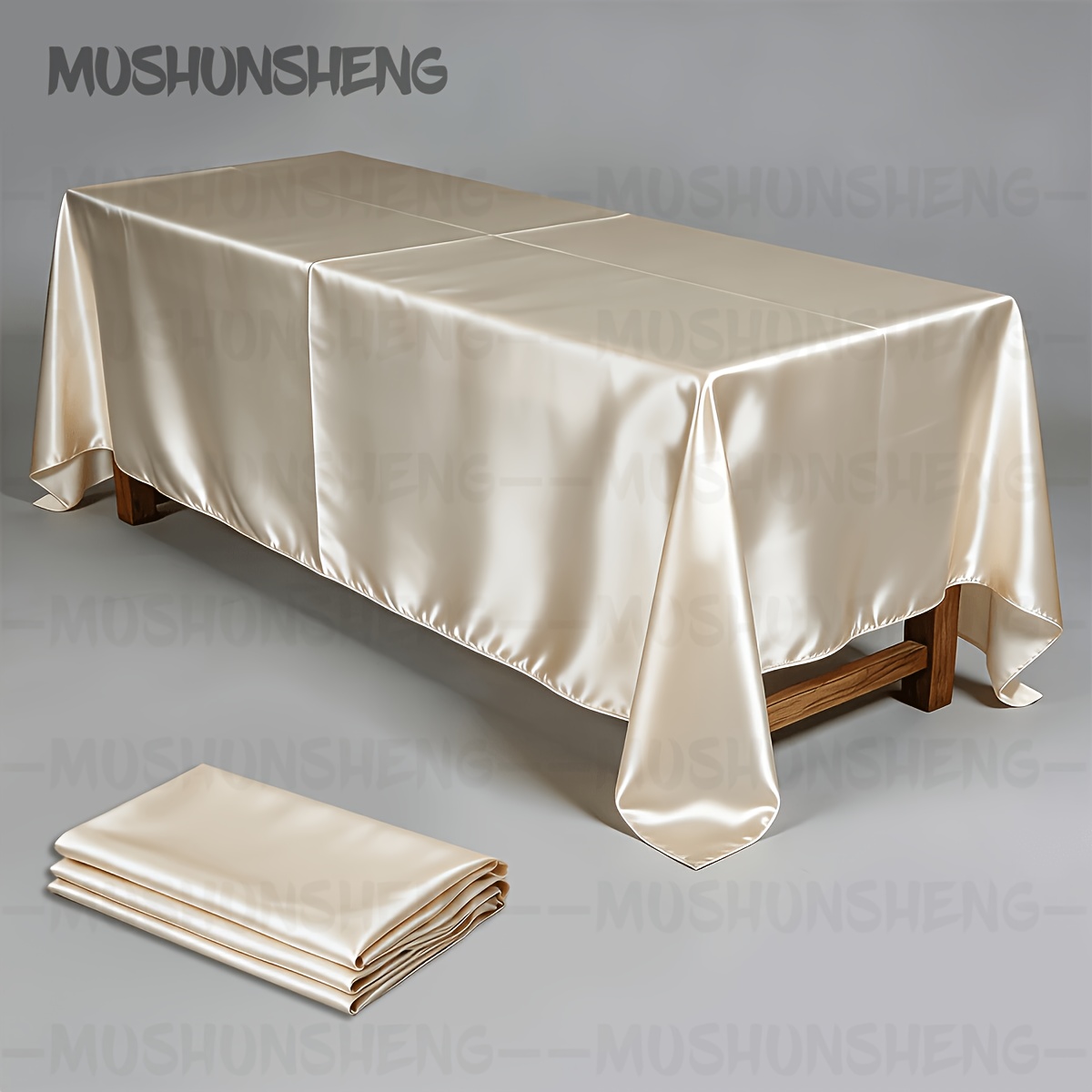Image of 1pc Solid Color Rectangular Satin Tablecloth, Elegant Rectangular Table Cover, Suitable For Indoor/outdoor Use, Ideal For Weddings, Banquets, Parties, Birthdays, And Holiday Table Decorations