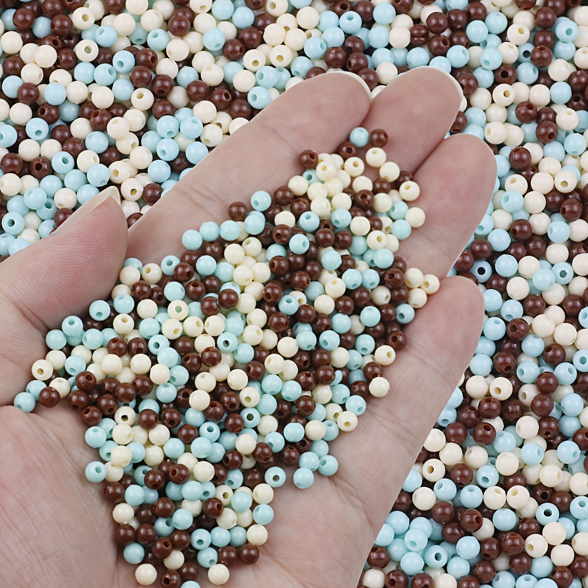 TEMU 28g Approximately 999pcs Of 4mm Mixed Color Brown And Light Acrylic Decorative Beads For Handmade Bracelets, Necklaces, Earrings, Phone Chains,