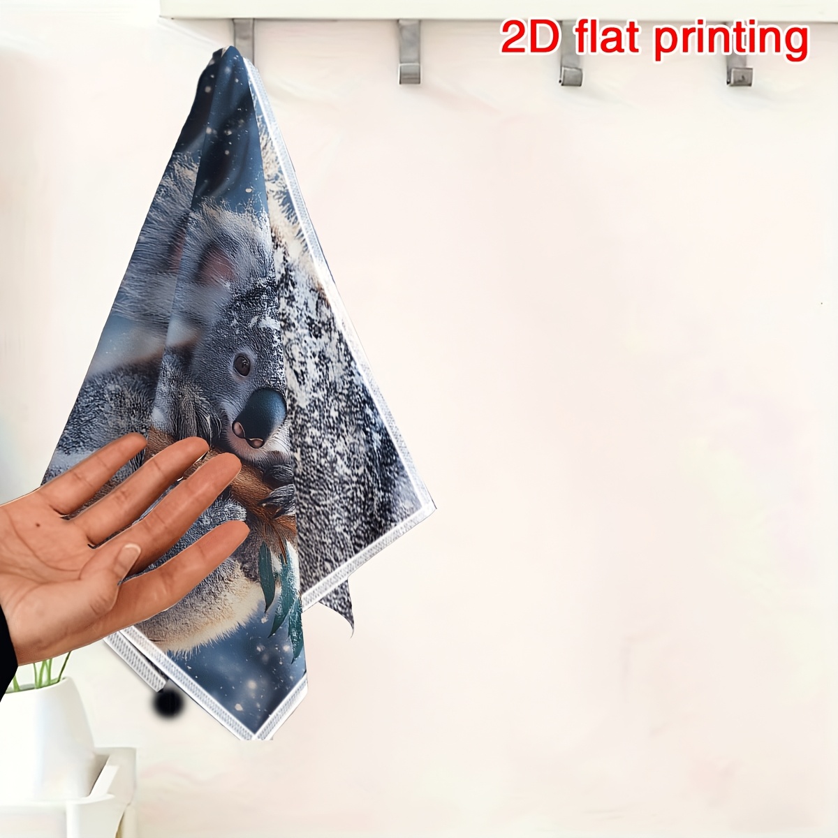 TEMU 2d Flat Printing, 1pc, Snow Koala Theme, Exquisite Dishcloth And Scouring Pad, Exquisite , Suitable For Cleaning, Kitchen, Party Gift, Mother's