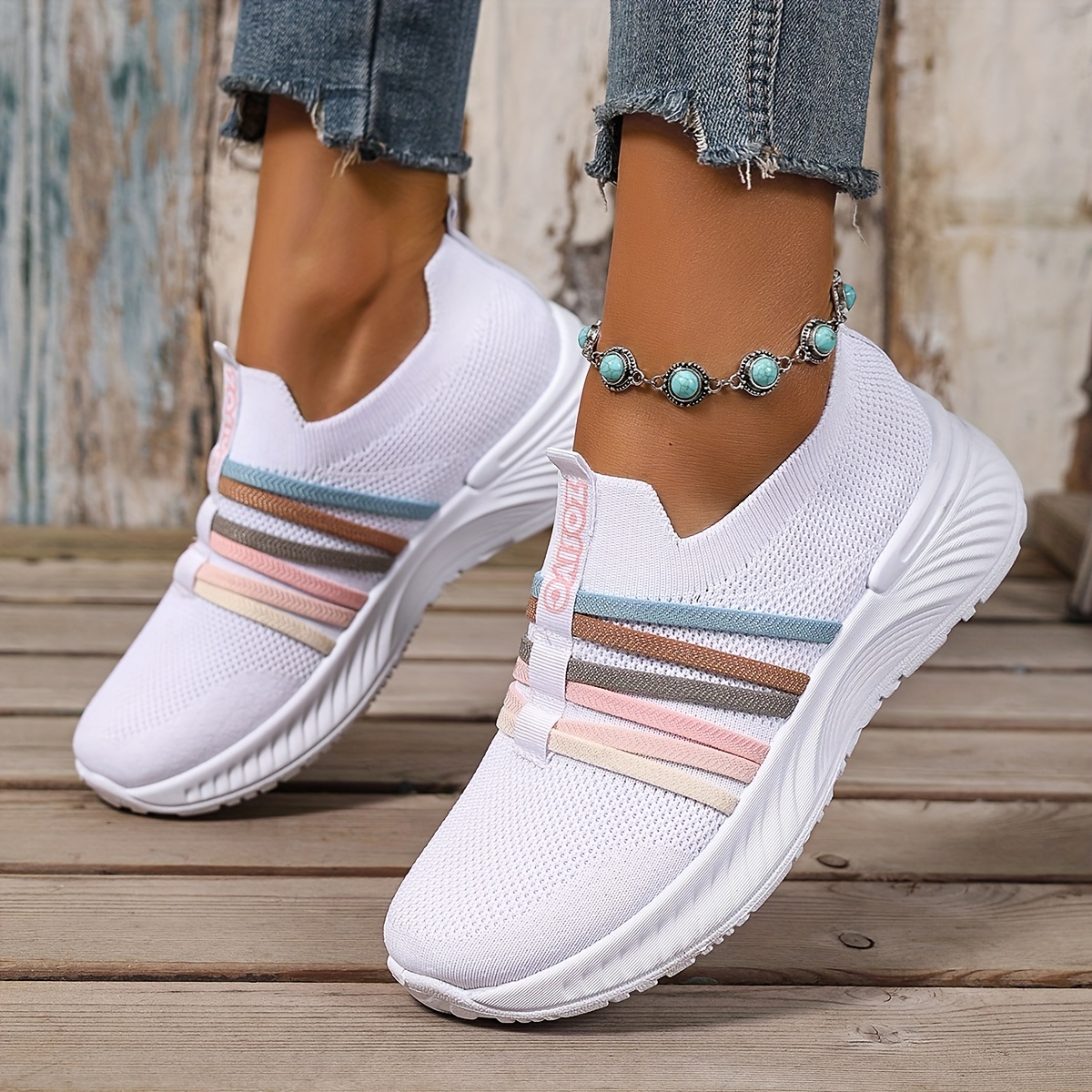 E-shop Damen-Sommer-Sneaker in Übergröße, weiß, lässige Freizeitschuhe, atmungsaktive bequeme Mesh-Outdoor-Laufschuhe, Freizeitschuhe für Strand,