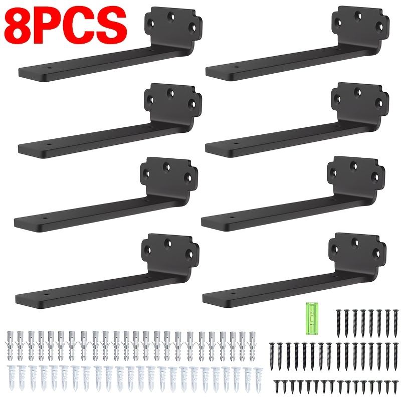 TEMU 8x Floating Shelf Supports Heavy Duty Black Cast Iron Shelf Brackets 4 Inch