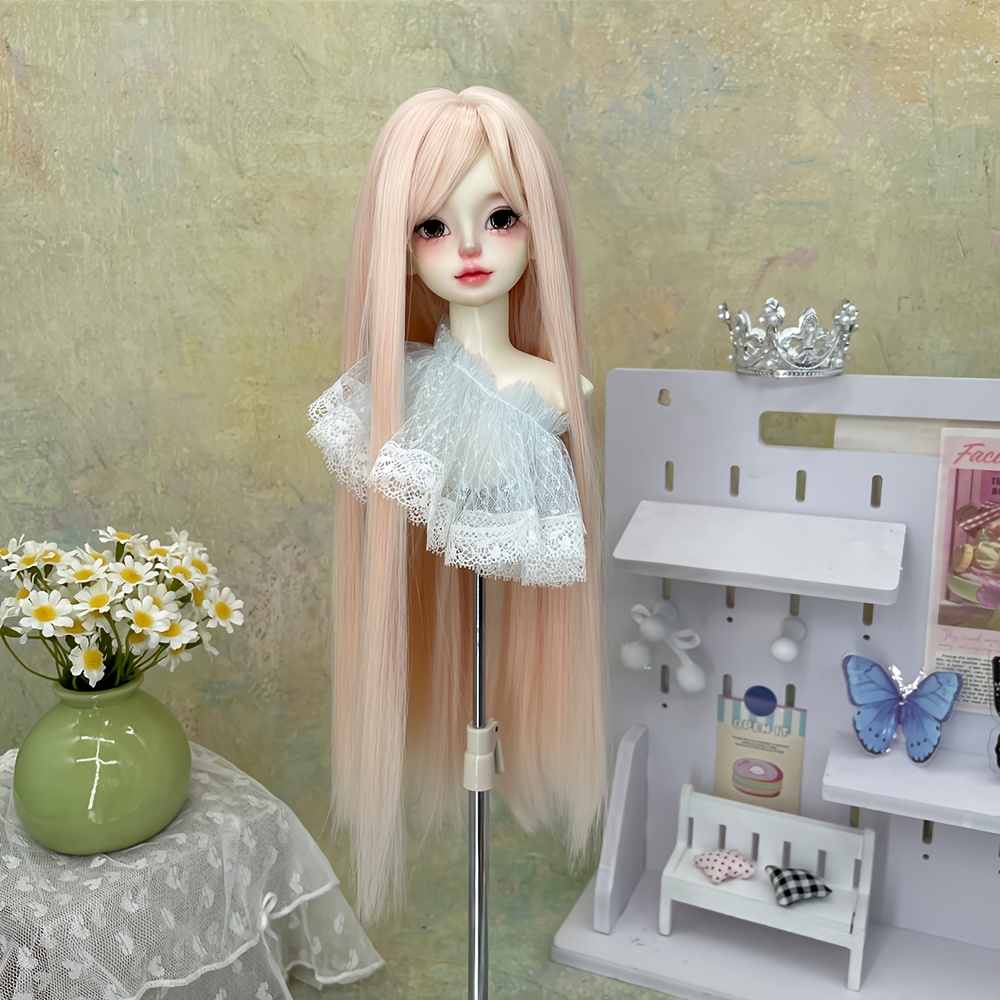japanese jk style   wig cap suitable for 1 3 1   scale bjd bjd dd dolls straight hair with bangs extra long   elastic wig compatible for anime dolls no doll body included