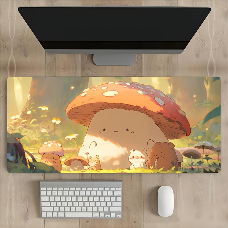 

Forest Mushroom Large Game Mousepad Computer Hd Keyboard Mousepad Desk Pad Natural Rubber Non-slip Office Mousepad Desk Accessories
