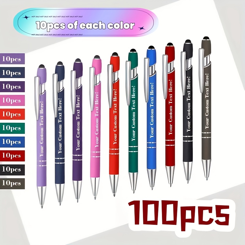 

100pcs Customizable Metal Ballpoint Pens - Retractable, Lightweight & , Medium Point - Ideal For Business, Office, School Supplies, Back To School, Graduation Gifts & More