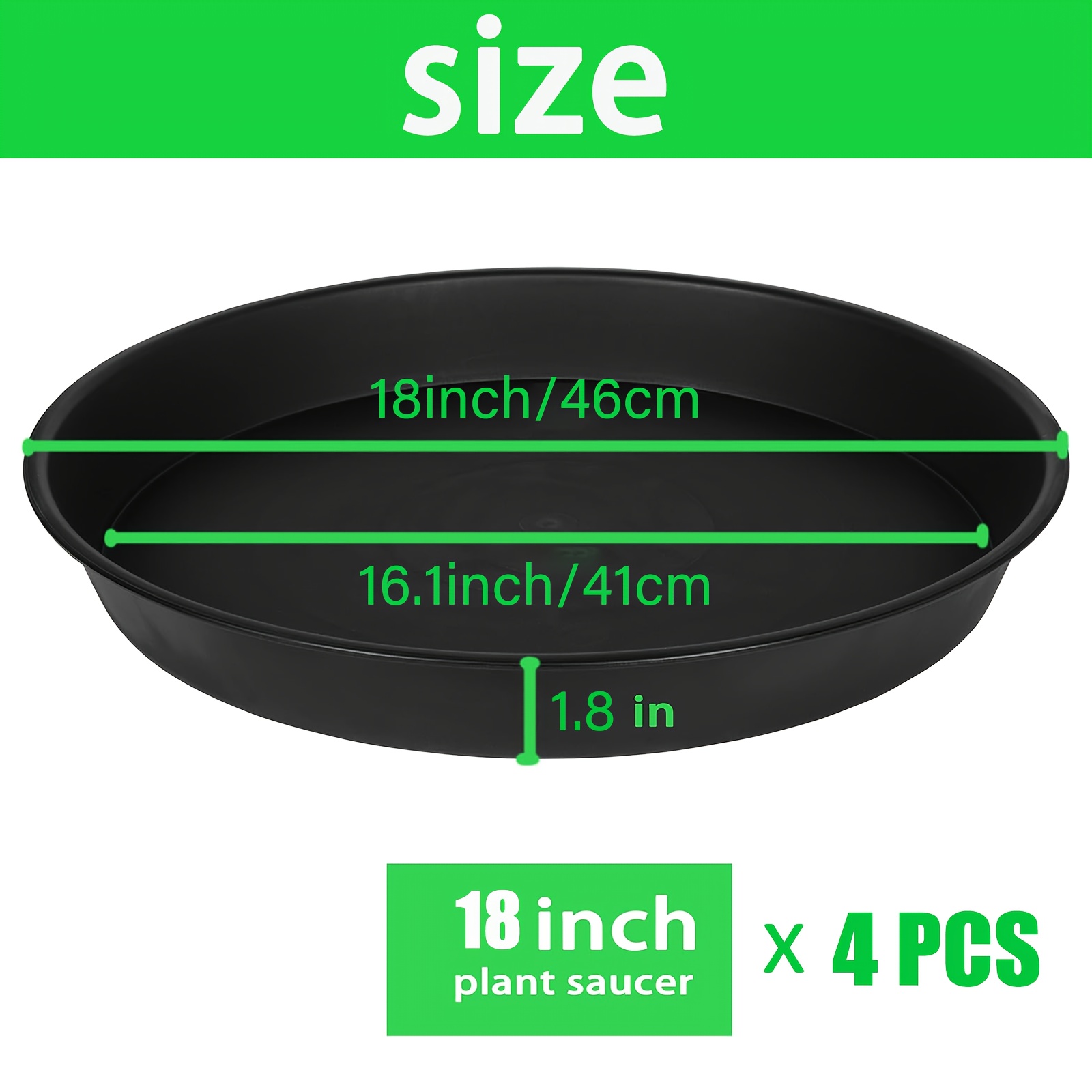 TEMU 4pcs Of 18 Inch Plant Saucer (16" Base), Heavy Duty Plastic Plant Tray For Pots, Flower Water Trays For Indoors, Bird Bath Bowls, Plant Drip