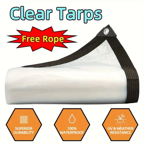 tarps heavy duty waterproof transparent pe waterproof clear tarpaulin advanced waterproof and rainproof edges multifunctional for indoor and outdoor coverage suitable for plants gardens chicken coops and patios