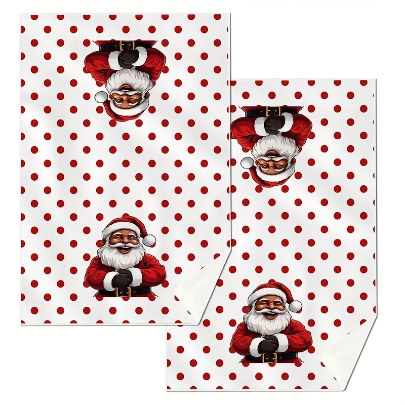 TEMU 2pcs Christmas,christmas Santa Claus Polka Dot Pattern Dish Towels Kitchen Towels Set Tea Towel Absorbent Kitchen Towel Dishtowel Set Hand