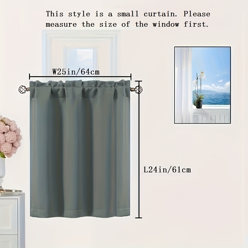 Image of Short Window Curtains For 25 Inch Width, Drapes, Beautiful , Heavy-duty Blackout Fabric, For Bedroom Basement, Blackout Small Curtains For For Kitchen, Bathroom, Bedroom, Rv And More, 1 Panels