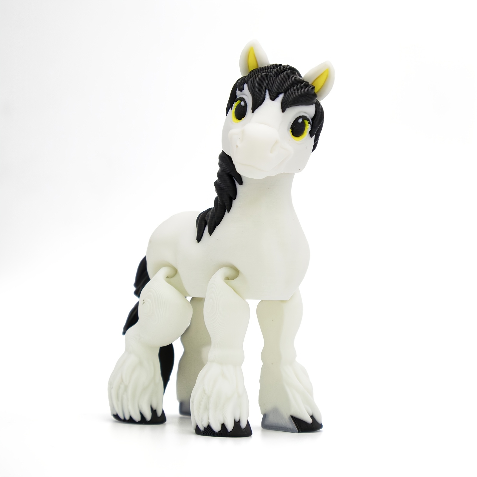 TEMU White 3d-printed Poseable Clydesdale Horse Toy, A Pony With Joints, A Collectible Animal Model, Suitable As A Birthday Gift For Children And
