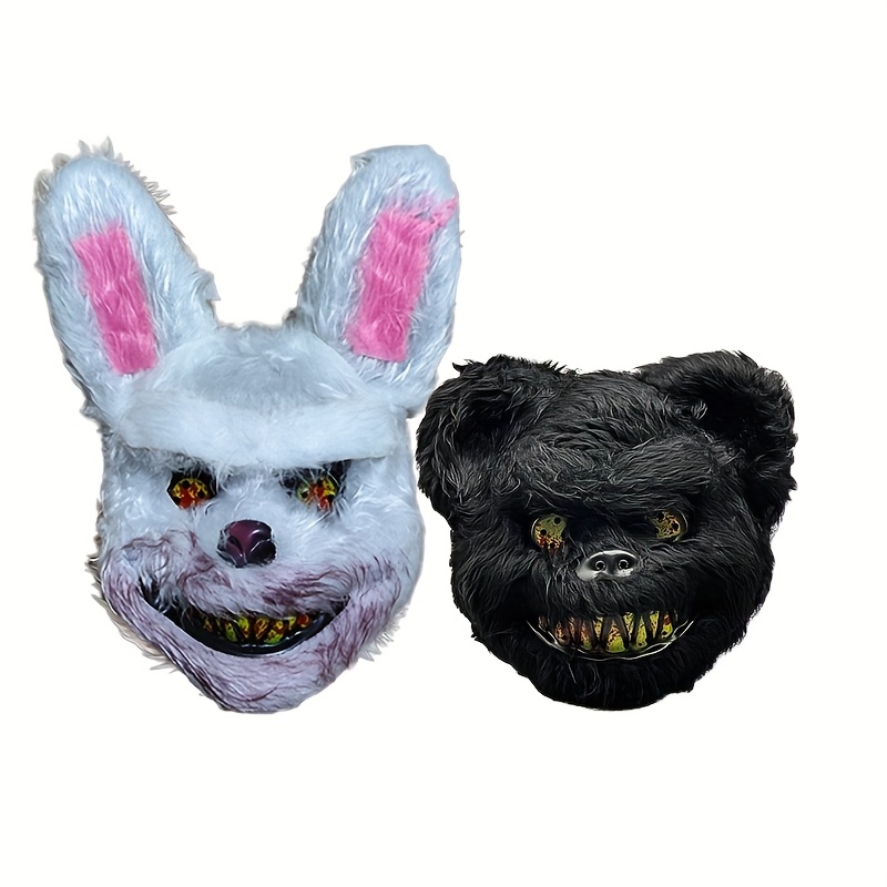 Black Rabbit Mask - Realistic Animal Costume Mask For Halloween & Parties
