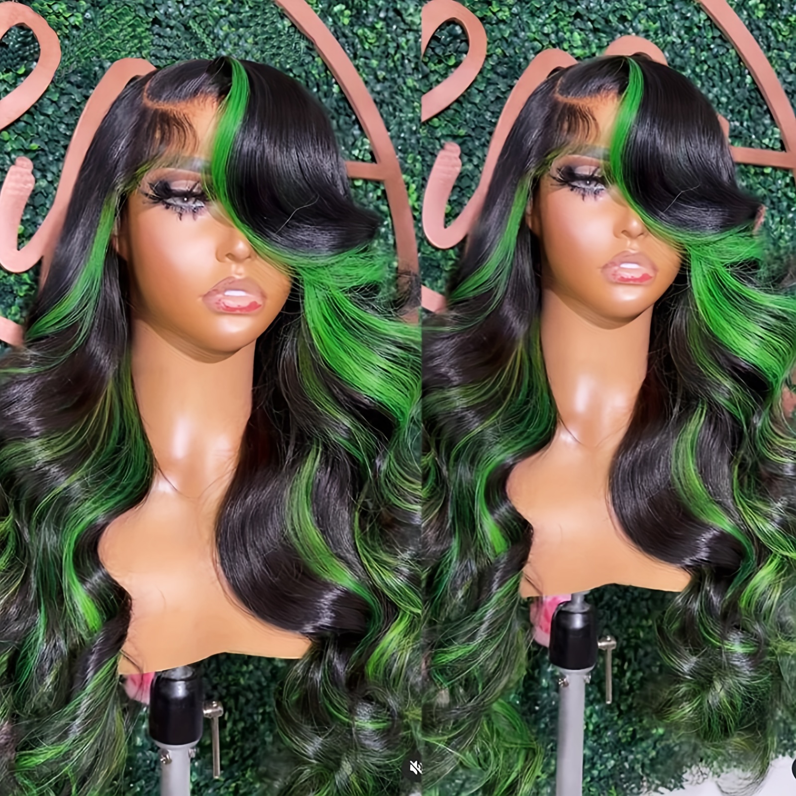 

13*4 Lace Wig Green Skunk Lace Front Wigs Long Body Wave Glueless Glueless Lace Wig Synthetic Heat Resistant Fiber Hair Wig Pre With Baby Hair For Women 26 Inch