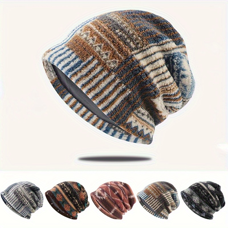 

Men's And Women's Plus Velvet Warm Knitted Hat, And Ear Protection Beanie, Outdoor Cycling Cold Protection Beanie, , No Brim Hat