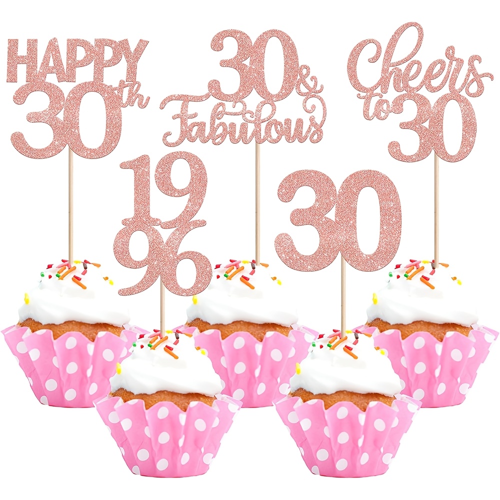 Image of 10pcs Happy 30th Birthday Cupcake Toppers 30 Fabulous Thirty Cupcake Picks Cheers To 30 Years Party Decorations For 30th Birthday Anniversary Party Cake Decorations Supplies,halloween, Christmas